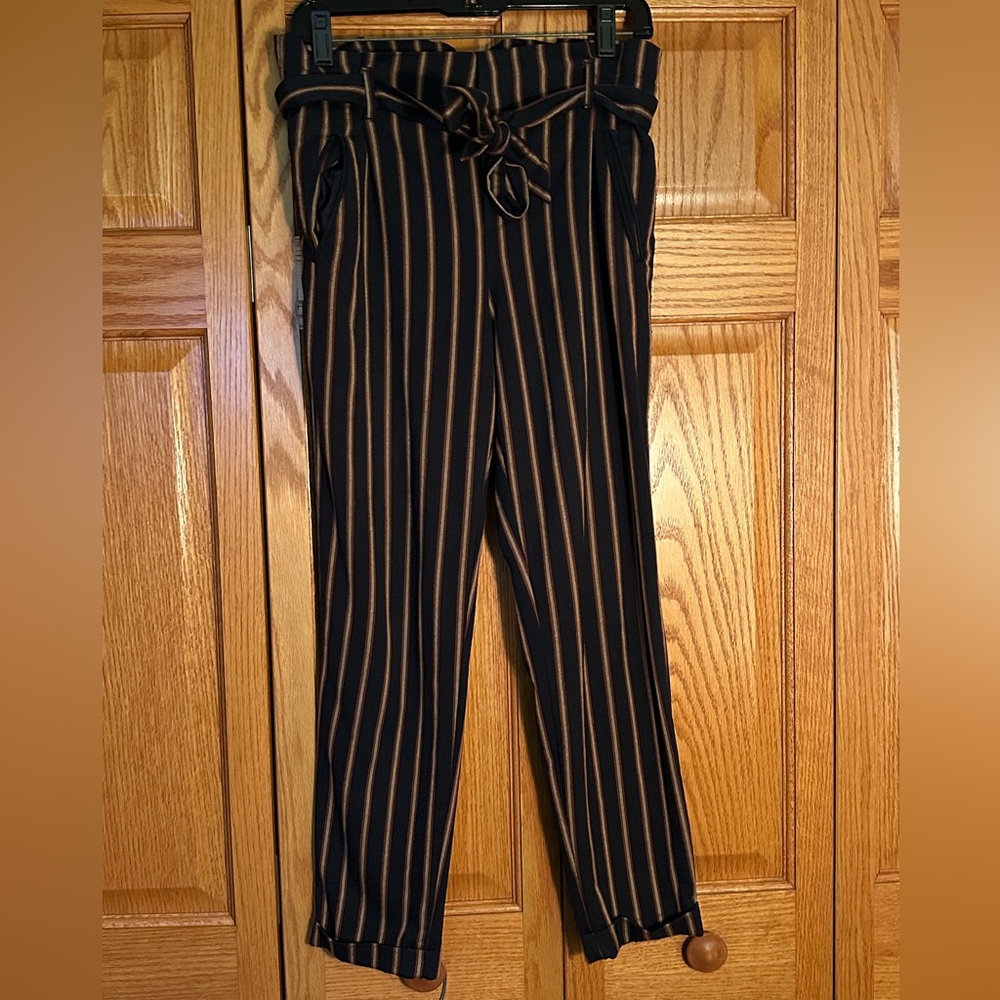 Zara Striped Pants with Pockets and Tie Waist | Size XS | Trafaluc Collection